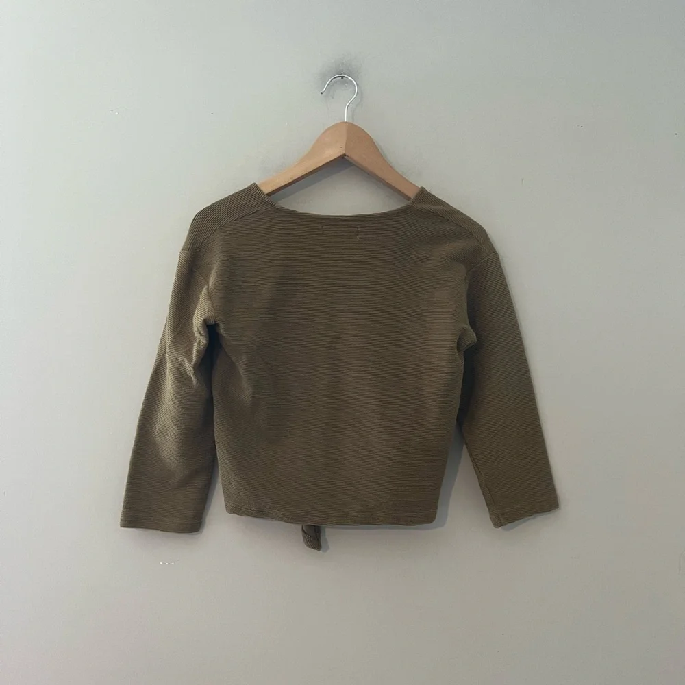 MADEWELL top Texture & Thread Tie‎ Front Top Asparagus olive green Small XS